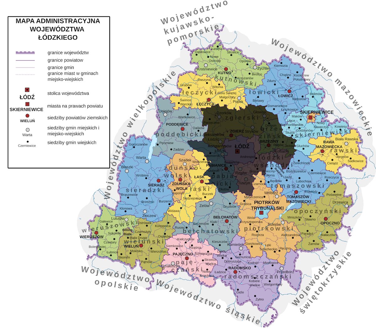 Mapa Województwa Łódzkiego Innowacyjny biznes II